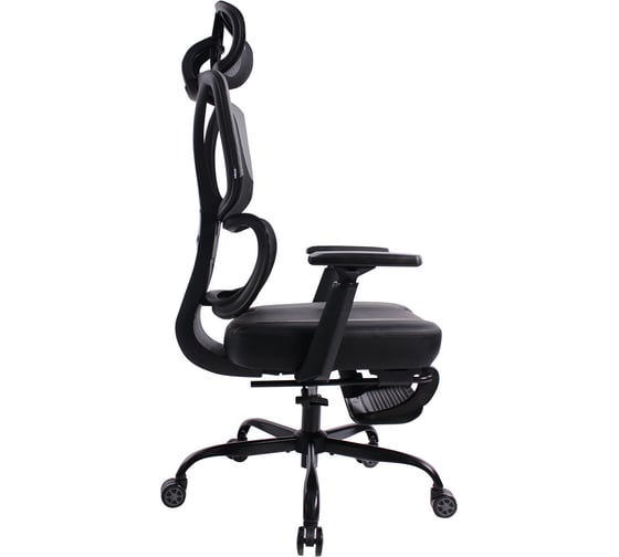Кресло PREMIUM Venom GM-530, подножка, синхромеханизм, экокожа/сетка, черное/серое, BRABIX 532951