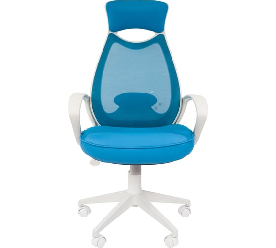 Компьютерное кресло CHAIRMAN 840 белый пластик TW43\TW-34 голубой 00-07025302