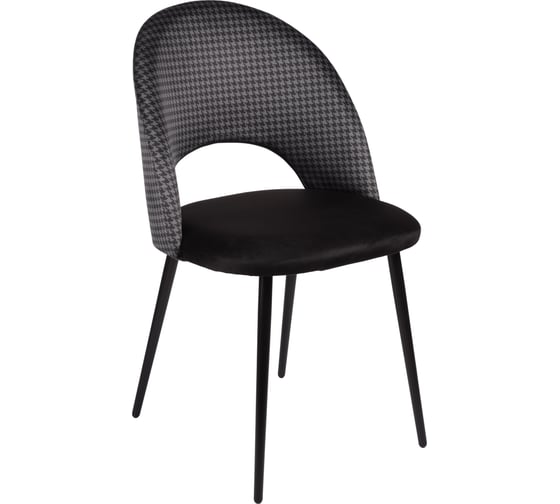 Комплект из 2 стульев Алвест AV 415 ткань Sirius black/ спинка Sirius Deco 02 grey, опора К3 прямая разборная, черный глянец AV 415 Sb/SD02g-08-К