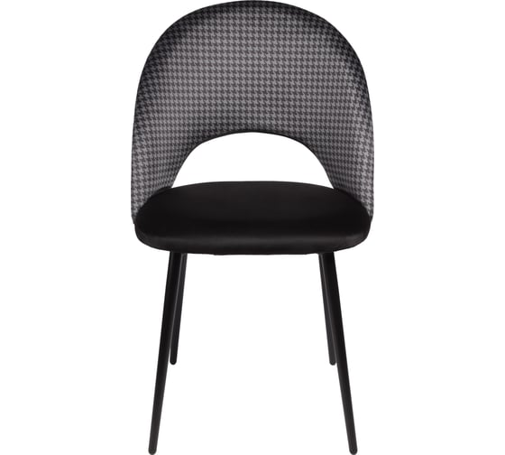 Комплект из 2 стульев Алвест AV 415 ткань Sirius black/ спинка Sirius Deco 02 grey, опора К3 прямая разборная, черный глянец AV 415 Sb/SD02g-08-К