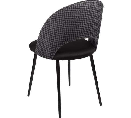 Комплект из 2 стульев Алвест AV 415 ткань Sirius black/ спинка Sirius Deco 02 grey, опора К3 прямая разборная, черный глянец AV 415 Sb/SD02g-08-К