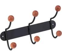 Настенная вешалка на планке Домарт 3 двойных крючка, черный/орех 171151