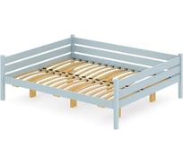 Двуспальная тахта Solarius из массива сосны с ортопедическим основанием, 120x190 см (габариты 130x200), цвет голубой tahta120-190gol-orto