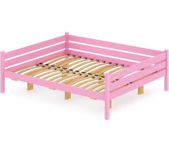 Двуспальная тахта Solarius из массива сосны с ортопедическим основанием, 120x200 см (габариты 130x210), цвет розовый tahta120-200roz-orto 1