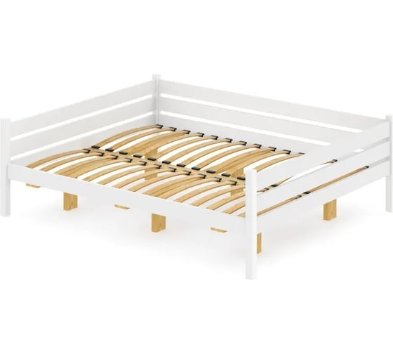 Двуспальная тахта Solarius из массива сосны с ортопедическим основанием, 160x180 см (габариты 170x190), цвет белый tahta160-180bel-orto 1