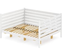 Двуспальная тахта Solarius из массива сосны с ортопедическим основанием и высокими бортиками, 120x180 см (габариты 130x190), цвет белый tahta-spin120-180bel-orto