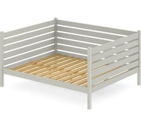 Двуспальная тахта Solarius из массива сосны с реечным основанием и высокими бортиками, 120x200 см (габариты 130x210), цвет платины tahta-spin120-200plat