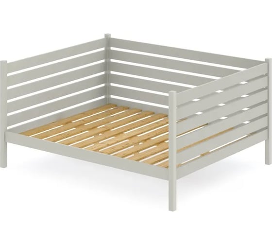 Двуспальная тахта Solarius из массива сосны с реечным основанием и высокими бортиками, 140x200 см (габариты 150x210), цвет платины tahta-spin140-200plat 1