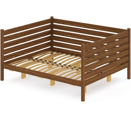 Двуспальная тахта Solarius из массива сосны с ортопедическим основанием и высокими бортиками, 120x180 см (габариты 130x190), цвет темного дуба tahta-spin120-180temd-orto 1