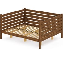 Двуспальная тахта Solarius из массива сосны с ортопедическим основанием и высокими бортиками, 140x180 см (габариты 150x190), цвет темного дуба tahta-spin140-180temd-orto