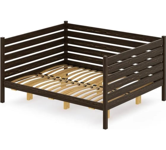 Двуспальная тахта Solarius из массива сосны с ортопедическим основанием и высокими бортиками, 140x190 см (габариты 150x200), цвет венге tahta-spin140-190ven-orto 1