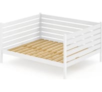 Двуспальная тахта Solarius из массива сосны с реечным основанием и высокими бортиками, 120x200 см (габариты 130x210), цвет белый tahta-spin120-200bel