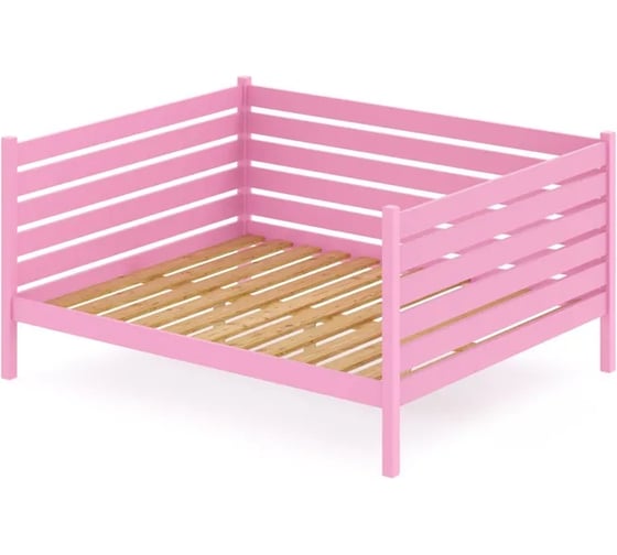 Двуспальная тахта Solarius из массива сосны с реечным основанием и высокими бортиками, 120x180 см (габариты 130x190), цвет розовый tahta-spin120-180roz 1