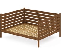 Двуспальная тахта Solarius из массива сосны с реечным основанием и высокими бортиками, 140x170 см (габариты 150x180), цвет темного дуба tahta-spin140-170temd