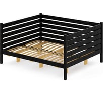 Двуспальная тахта Solarius из массива сосны с ортопедическим основанием и высокими бортиками, 160x170 см (габариты 170x180), цвет черный оникс tahta-spin160-170onix-orto