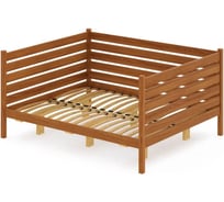 Двуспальная тахта Solarius из массива сосны с ортопедическим основанием и высокими бортиками, 140x190 см (габариты 150x200), цвет ольхи tahta-spin140-190olha-orto