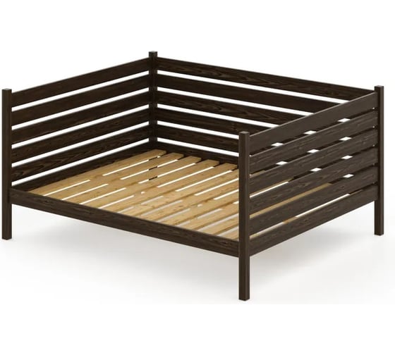 Двуспальная тахта Solarius из массива сосны с реечным основанием и высокими бортиками, 140x170 см (габариты 150x180), цвет венге tahta-spin140-170ven 1