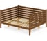 Двуспальная тахта Solarius из массива сосны с ортопедическим основанием и высокими бортиками, 180x180 см (габариты 190x190), цвет темного дуба tahta-spin180-180temd-orto 1