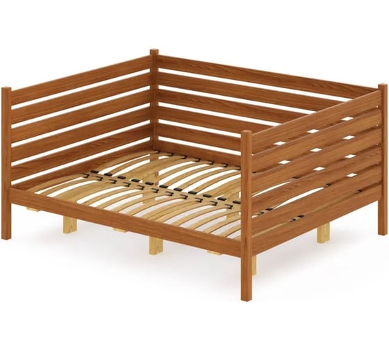 Двуспальная тахта Solarius из массива сосны с ортопедическим основанием и высокими бортиками, 160x180 см (габариты 170x190), цвет ольхи tahta-spin160-180olha-orto 1