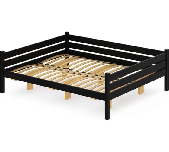 Двуспальная тахта Solarius из массива сосны с ортопедическим основанием, 160x170 см (габариты 170x180), цвет черный оникс tahta160-170onix-orto 1