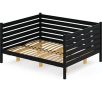 Двуспальная тахта Solarius из массива сосны с ортопедическим основанием и высокими бортиками, 140x190 см (габариты 150x200), цвет антрацит tahta-spin140-190ser-orto