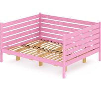 Двуспальная тахта Solarius из массива сосны с ортопедическим основанием и высокими бортиками, 160x190 см (габариты 170x200), цвет розовый tahta-spin160-190roz-orto