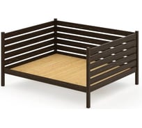 Тахта двуспальная Solarius из массива сосны со сплошным основанием и высокими бортиками, 180x180 см, габариты 190x190 см, цвет венге tahta-spin180-180ven-full