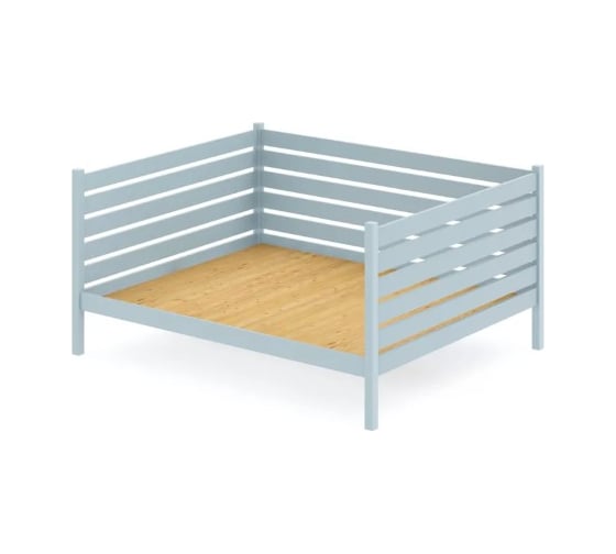 Тахта двуспальная Solarius из массива сосны со сплошным основанием и высокими бортиками, 140x160 см, габариты 150x170 см, цвет голубой tahta-spin140-160gol-full 1