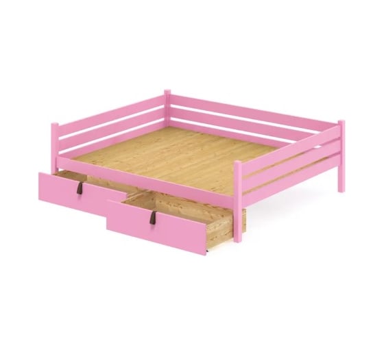 Тахта двуспальная Solarius из массива сосны со сплошным основанием, 160x180 см, габариты 170x190 см, с двумя выкатными ящиками, цвет розовый tahta160-180roz-full-2yash 1