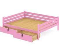 Тахта двуспальная Solarius из массива сосны со сплошным основанием, 120x180 см, габариты 130x190 см, с двумя выкатными ящиками, цвет розовый tahta120-180roz-full-2yash