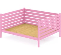 Тахта двуспальная Solarius из массива сосны со сплошным основанием и высокими бортиками, 140x170 см, габариты 150x180 см, цвет розовый tahta-spin140-170roz-full