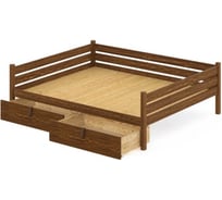 Тахта двуспальная Solarius из массива сосны со сплошным основанием, 120x180 см, габариты 130x190 см, с двумя выкатными ящиками, цвет темного дуба tahta120-180temd-full-2yash