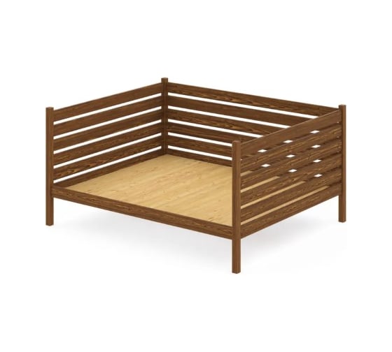 Тахта двуспальная Solarius из массива сосны со сплошным основанием и высокими бортиками, 160x160 см, габариты 170x170 см, цвет темного дуба tahta-spin160-160temd-full 1