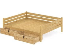 Тахта двуспальная Solarius из массива сосны со сплошным основанием, 180x190 см, габариты 190x200 см, с двумя выкатными ящиками, без шлифовки и покраски tahta180-190net-full-2yash