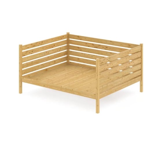 Тахта двуспальная Solarius из массива сосны со сплошным основанием и высокими бортиками, 160x160 см, габариты 170x170 см, без покраски tahta-spin160-160-full 1