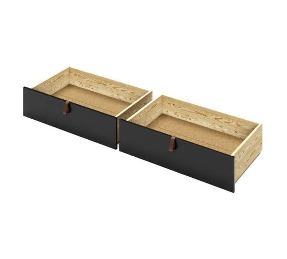 Тахта двуспальная Solarius из массива сосны со сплошным основанием, 140x200 см, габариты 150x210 см, с двумя выкатными ящиками, цвет антрацит tahta140-200ser-full-2yash