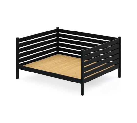 Тахта двуспальная Solarius из массива сосны со сплошным основанием и высокими бортиками, 160x160 см, габариты 170x170 см, цвет антрацит tahta-spin160-160ser-full 1