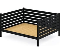 Тахта двуспальная Solarius из массива сосны со сплошным основанием и высокими бортиками, 180x180 см, габариты 190x190 см, цвет антрацит tahta-spin180-180ser-full