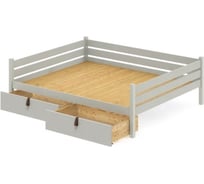 Тахта двуспальная Solarius из массива сосны со сплошным основанием, 140x170 см, габариты 150x180 см, с двумя выкатными ящиками, цвет платины tahta140-170plat-full-2yash