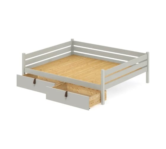 Тахта двуспальная Solarius из массива сосны со сплошным основанием, 120x200 см, габариты 130x210 см, с двумя выкатными ящиками, цвет платины tahta120-200plat-full-2yash 1
