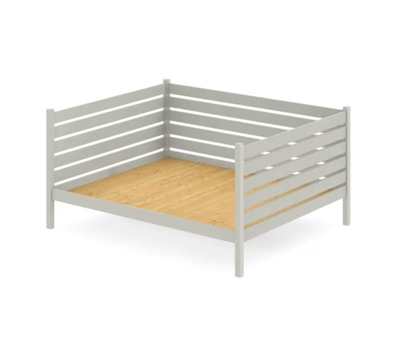 Тахта двуспальная Solarius из массива сосны со сплошным основанием и высокими бортиками, 160x160 см, габариты 170x170 см, цвет платины tahta-spin160-160plat-full 1