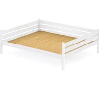 Тахта двуспальная Solarius из массива сосны со сплошным основанием, 120x200 см, габариты 130x210 см, цвет белый tahta120-200bel-full