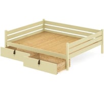 Тахта двуспальная Solarius из массива сосны со сплошным основанием, 140x200 см, габариты 150x210 см, с двумя выкатными ящиками, цвет ванили tahta140-200van-full-2yash