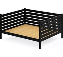 Тахта двуспальная Solarius из массива сосны со сплошным основанием и высокими бортиками, 160x180 см, габариты 170x190 см, цвет черный оникс tahta-spin160-180onix-full