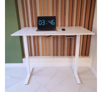 Компьютерный стол с регулируемой высотой UPSTOL ONE рама белая и столешница ЛДСП Белая 130x60 SHB2420-D450-W-W130