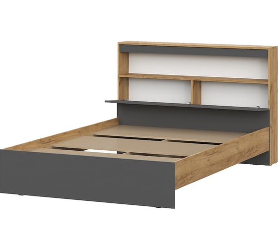 Кровать Арника с проложками 160x200 Вена, дуб золотой, графит серый 00-00164540