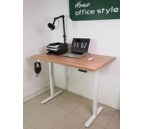 Компьютерный стол с регулируемой высотой UPSTOL ONE рама белая и столешница ЛДСП дуб Вотан 125x75 SHB2420-D450-W-V125