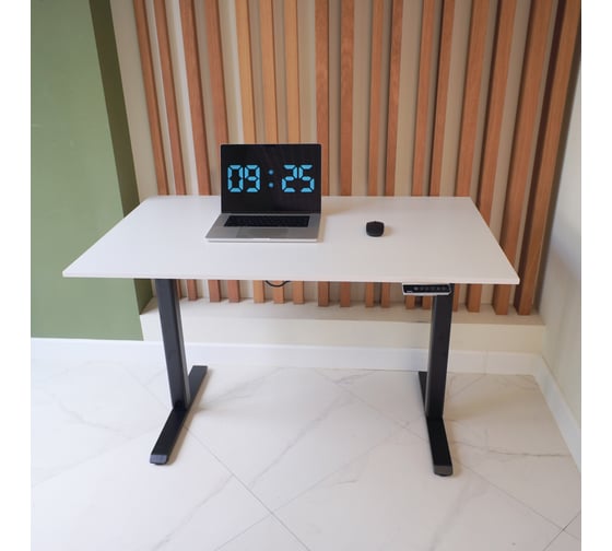 Компьютерный стол с регулируемой высотой UPSTOL ONE рама черная и столешница ЛДСП Белая 145x80 SHB2420-D450-B-W145 1