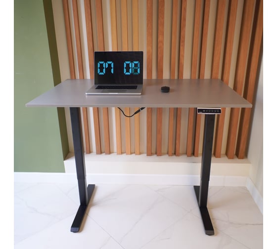 Компьютерный стол с регулируемой высотой UPSTOL ONE рама черная и столешниц ЛДСП Титан 125x75 SHB2420-D450-B-T125 1