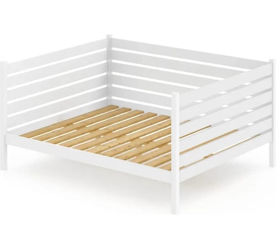 Тахта двуспальная Solarius из массива сосны, с реечным основанием и высокими бортиками, 160x180 см, габариты 170x190 см, цвет белый tahta-spin160-180bel 1